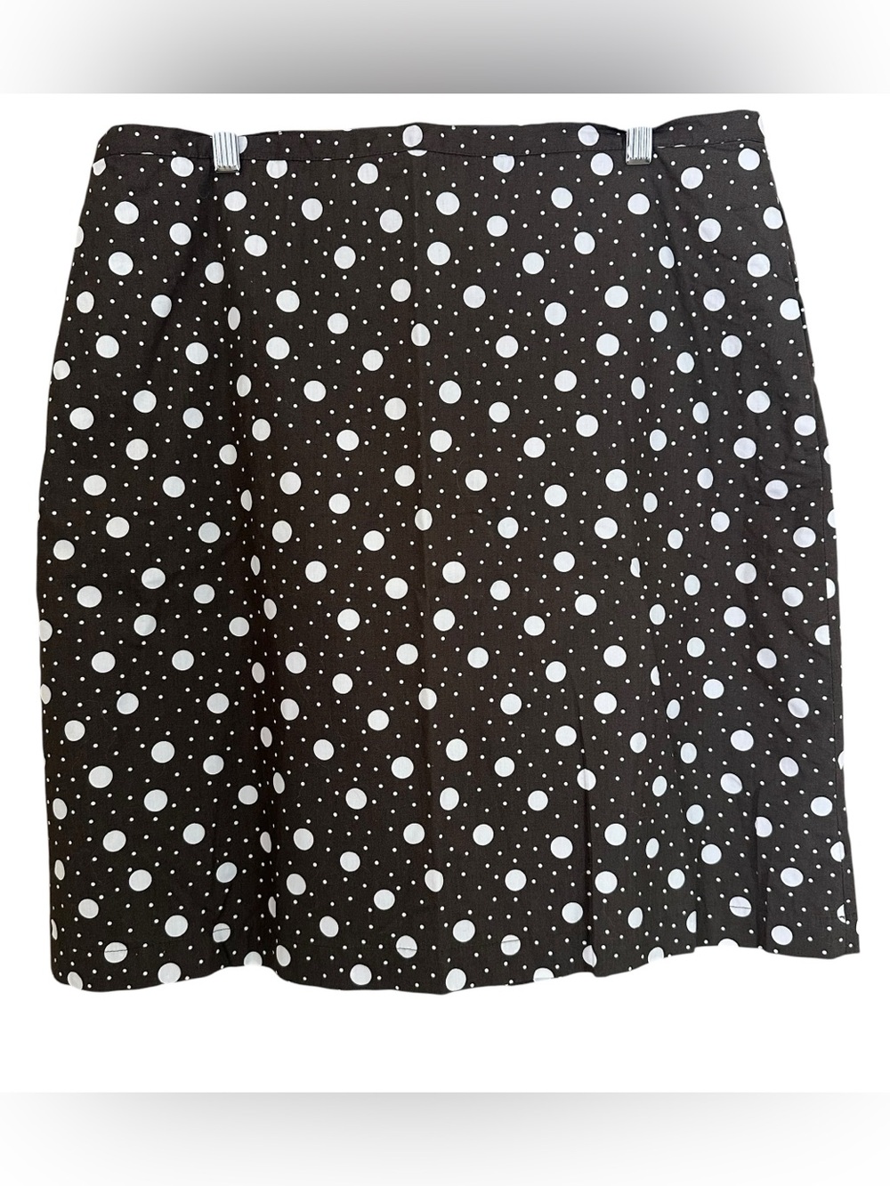 Boden Women’s Brown and White Polka Dot Skirt 14R With Pockets EXCELLENT Office